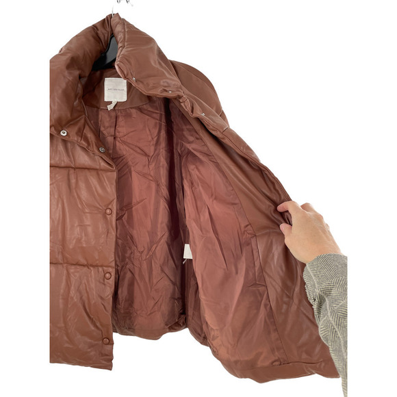 𝅺avec LES FILLES FAUX LEATHER TAN BROWN  JACKET - Picture 6 of 8